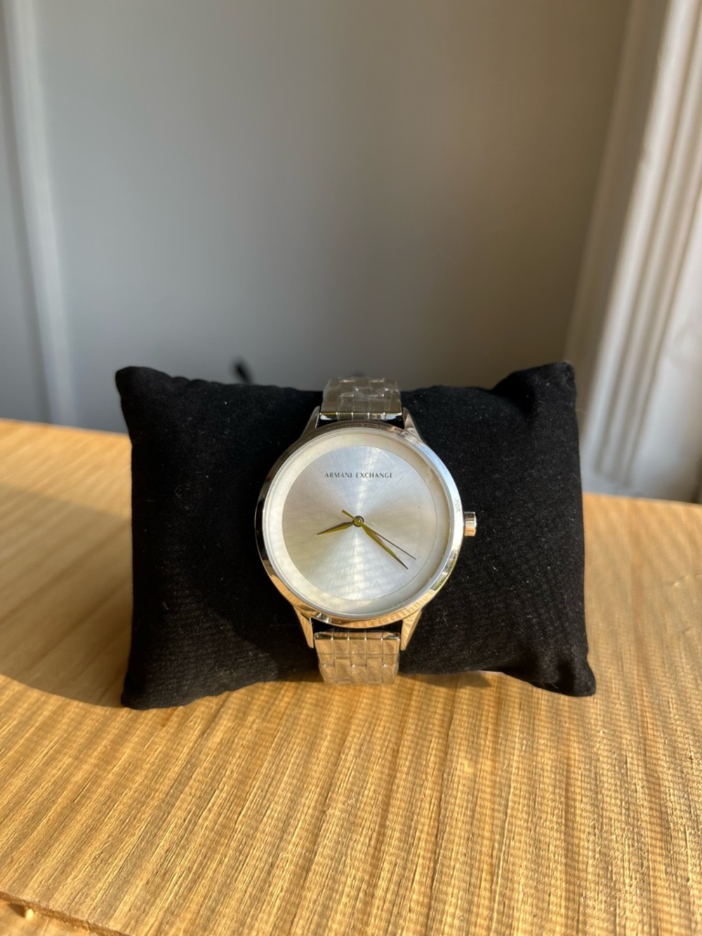 Armani Exchange Silver Stainless Steel Watch with White Dial